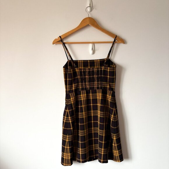 Aritzia Wilfred New Classic Isabelle Check Plaid Mini Dress Black Yellow Size 4 - Picture 5 of 8